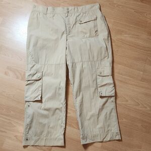 Lauren Ralph Lauren Active Beige Ripstop Cargo Crop Pants Women's Size 16